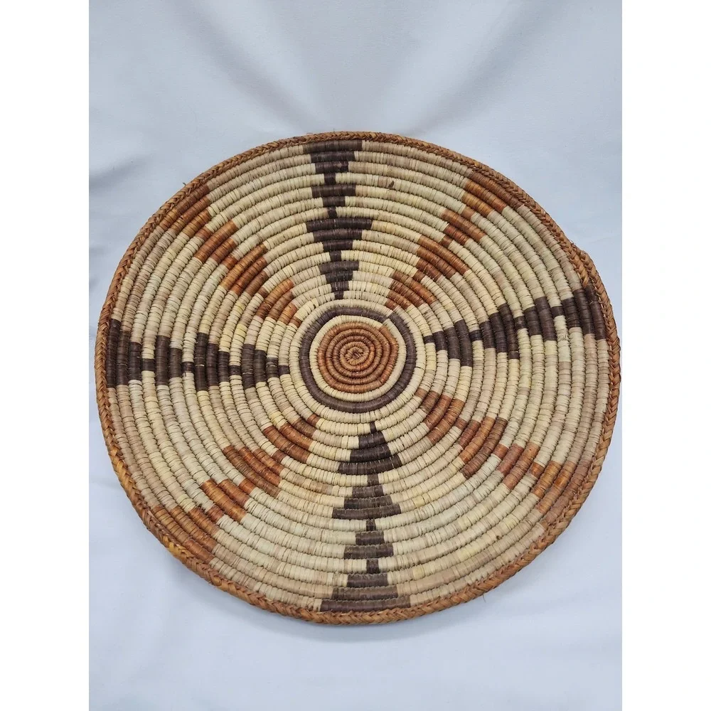 Native American Southwestern Style Coil Bowl Basket ~ Hand Woven ~ Large